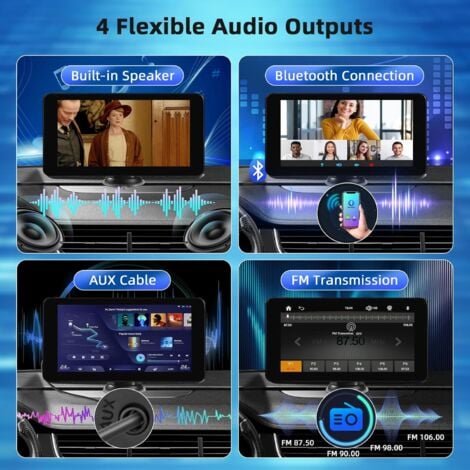 Carplay Voiture pour sans Fil Carplay & Android Auto, 7 Pouces Ecran Carplay Voiture Portable, Drive Buddy Carplay avec Camera de Recul, Bluetooth, Mirrorlink, Assistant Vocal, GPS, FM, AUX