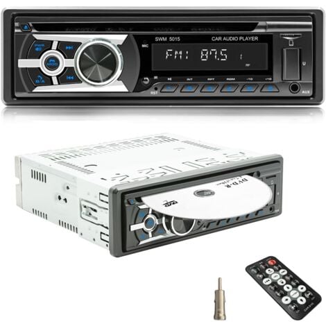 Autoradio avec lecteur CD Bluetooth mains libres, Bluetooth 1 DIN USB/TF/lecteur MP3/AUX in,radio FM/AM, RDS, RCA, fonction de recherche automatique, 60 W x 4, fonction de charge rapide