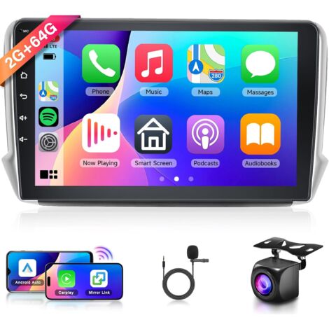 Autoradio Android 10" Per Peugeot 2008/208 2012-2018 – 6GB RAM 128GB ROM, 8 Core, Wireless Carplay/Android Auto, GPS, WiFi, DSP, Retrocamera