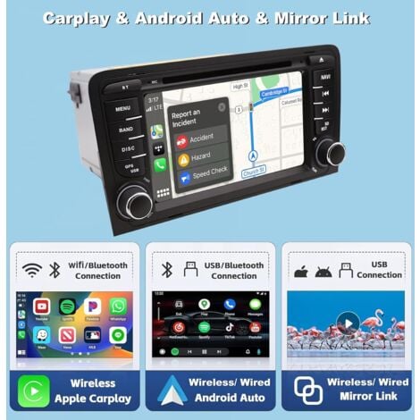 Android 14 Autoradio pour Audi A3 S3 RS3 2003-2012, 7 Pouces Radio avec GPS Navi Dab+ FM RDS 4G WiFi Bluetooth SWC Soutien Carplay Android Auto(Octa-Core, 2GB ROM+64 GB ROM)