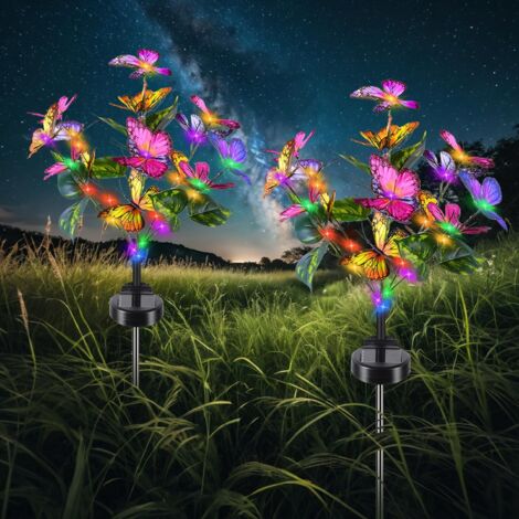 Lot De 2 Lampes Solaires Fleurs Extérieur – Lumière LED Jardin Pivotante, IP65 Étanche – Décoration Magique Pour Terrasse, Balcon, Pelouse !