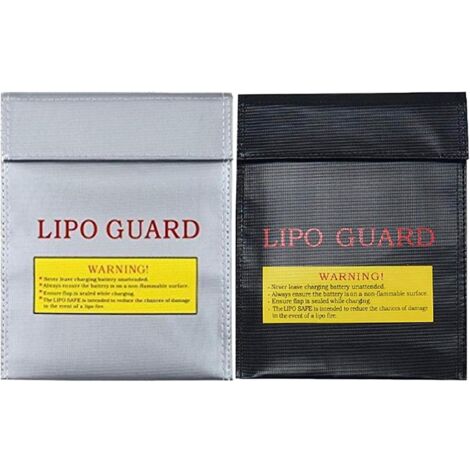 Bofanze Sac Lipo Antidéflagrant Ignifuge 2 Pièces - Protection Batterie LiPo Portable - Noir