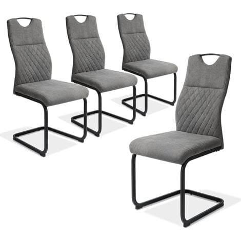 Jecci 4x Chaise de Salle à Moderne Manger Chaise de Cuisine Assise Rembourrée en Velours. Pieds en Métal Stable - Gris 4 Chaise