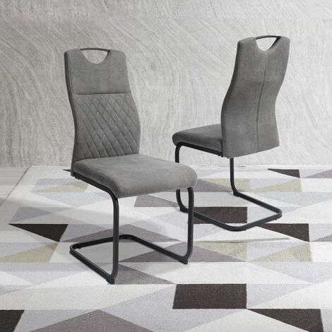 Jecci 4x Chaise de Salle à Moderne Manger Chaise de Cuisine Assise Rembourrée en Velours. Pieds en Métal Stable - Gris 4 Chaise