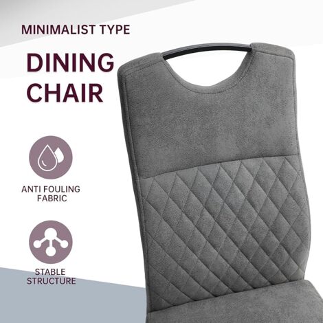 Jecci 4x Chaise de Salle à Moderne Manger Chaise de Cuisine Assise Rembourrée en Velours. Pieds en Métal Stable - Gris 4 Chaise