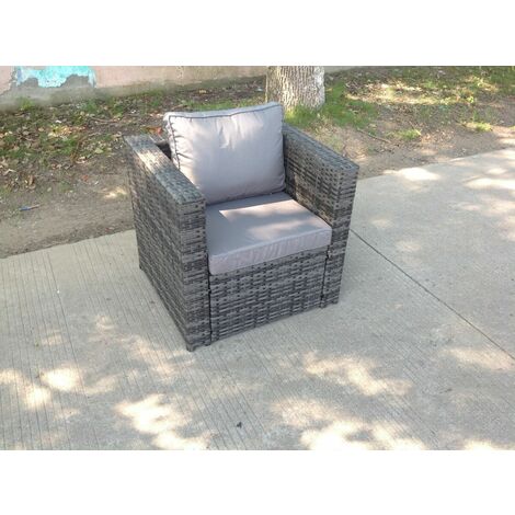 Fimous Chaise de patio en rotin rembourré Mobilier de jardin d’extérieur (1/4)