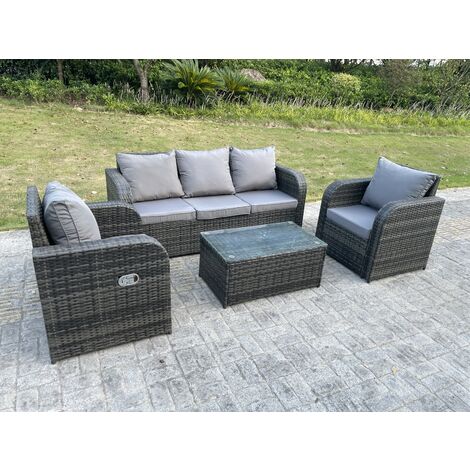 Fimous Pe Ensemble De Meubles De Jardin En Rotin Chaises Réglables Canapé Salon Canapé Set Table Basse Oblong (1/4)