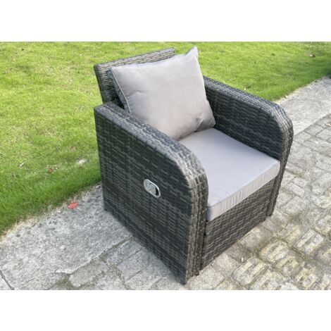 Fimous Chaise Longue Simple Fauteuil En Rotin Canapé Réglable Terrasse Mobilier De Jardin Extérieur Avec Rembourrage (1/3)