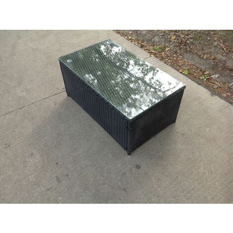 Fimous Rattan Oblong Table Basse Mobilier De Jardin Extérieur Patio Furniture Noir (1/4)
