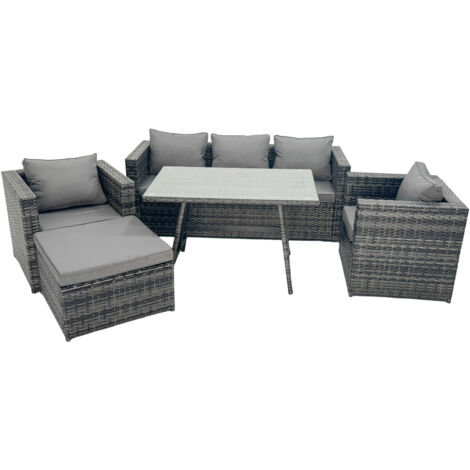 Fimous Salon de Jardin Extérieur en Résine avec Fauteuil Gris foncé mixte (1/5)