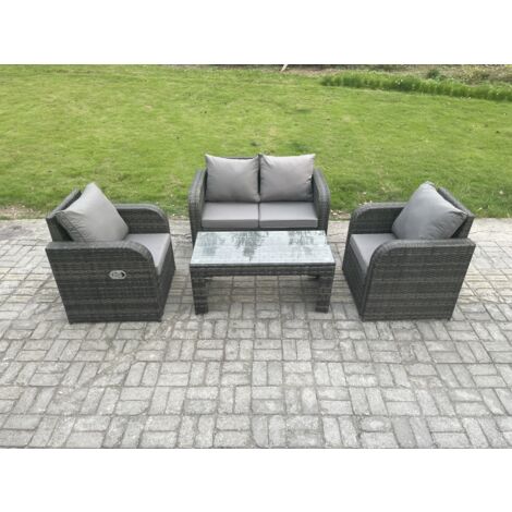 Set Jardin 4 Places Merax - Canapé Et Table Basse Noir Pour Terrasse