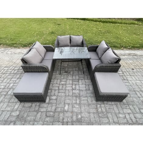 Fimous Ensembles de meubles de jardin 8 places avec 2 Grand tabourets Gris foncé mixte (1/5)