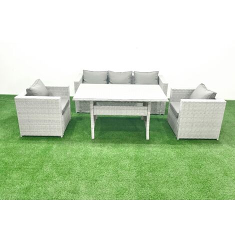 Fimous Ensemble de mobilier de jardin avec Canapé Table à manger 2 Fauteuils Gris clair mélangé (1/5)
