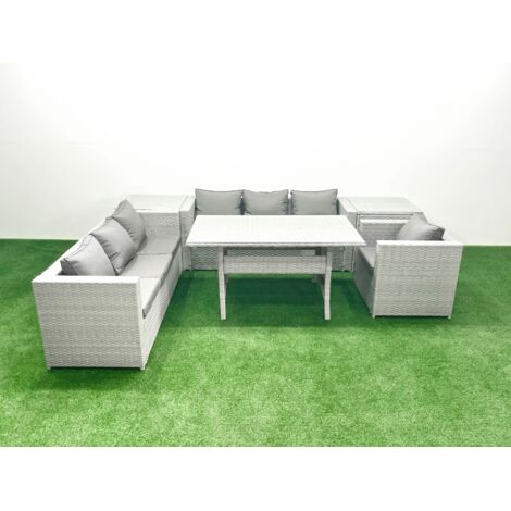 Fimous 6 Pièces Ensemble de canapés de jardin en rotin avec coussin avec Fauteuil Table à manger 2 Tables d'appoint (1/5)