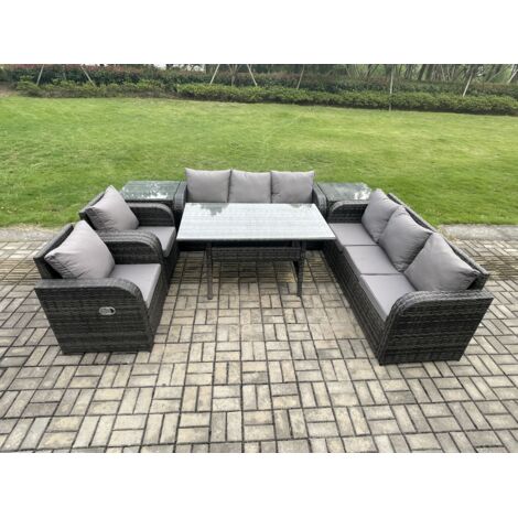 Fimous Ensembles de salons de jardin avec 2 Tables d'appoint Gris foncé mélangé (1/5)
