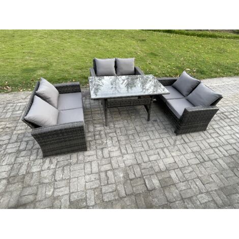 Fimous 6 places Ensemble de meubles de jardin en rotin avec Table de salle à manger DoppelsitzCanapé (1/5)