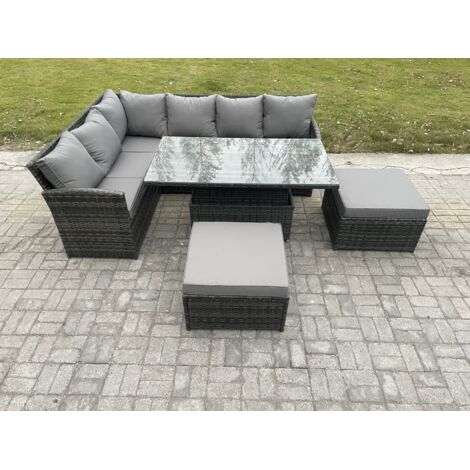Fimous Ensemble de mobilier de jardin d'extérieu avec 2 Grands Tabourets Gris foncé mélangé (1/5)