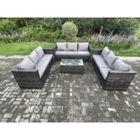 Fimous Ensemble de meubles de jardin en rotin avec Table basse Mélange gris foncé