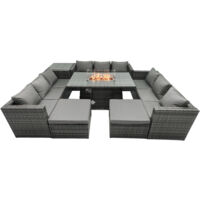 Fimous Salon de Jardin Ensemble Outdoor 10 places Patio Dining Sets avec Dessus en verre Dining Table Tables d'appoint