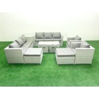 Fimous Salon de Jardin Ensemble avec Coussins gris 12 places avec 2 Chaises et Table basse