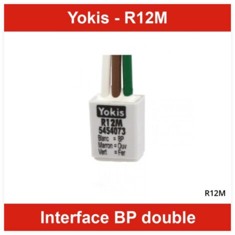 Yokis – Interface double bouton poussoir 5 pièces – R12M – Adaptateur encastrable pour contrôle éclairage et volets – Transmission montée/descente
