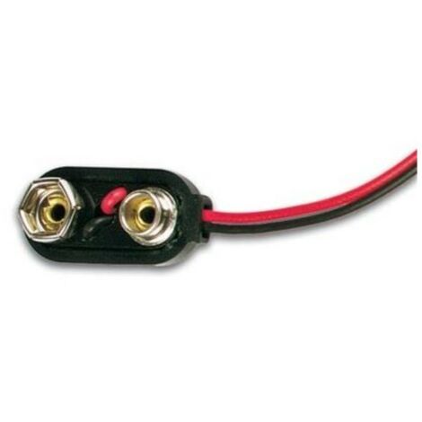 Velleman – Contact à pression pour pile 9V type I – Câble 15 cm – Matériau ABS et métal – Dimensions 10x10x17mm – 50 pièces par pack