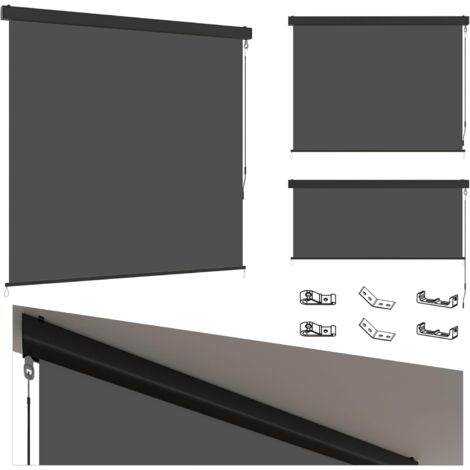 YODOLLA Senkrechtmarkise, Innen/Außen Ausziehbare Vertikalmarkise an der Wand Order Decke, Sonnenschutz Wetterbeständig Markise mit Kurbel für Garten (Grau, 180x250cm)