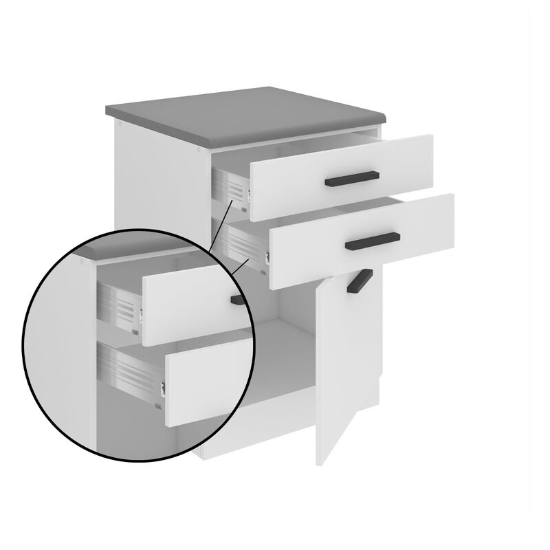 BELINI Meuble Cuisine Bas avec Plan de Travail SDSZ I Meubles de Cuisine -  Taille: 51,6 x 60 x 85 cm I Petit Meuble Cuisine - 2 Tiroirs, 1 Porte I