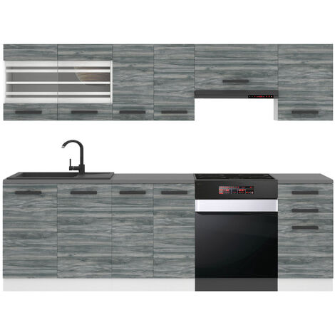 Belini Cuisine Equipee Complete Lily Muebles de Cuisine Complets - 240 cm. Cuisine Complete sans Plan de Travail, chêne Glamour (1/4)