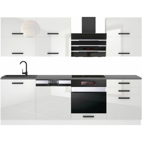 Belini Cuisine Equipee Complete Madison Muebles de Cuisine Complets - 240 cm. Cuisine Complete sans Plan de Travail, Blanc très Brillant (1/4)