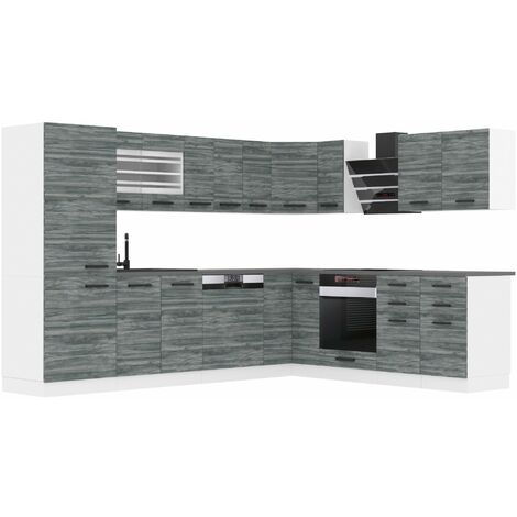 Belini Cuisine Equipee Complete Julie Muebles de Cuisine Complets. L-Forme Cuisine. Cuisine Complete sans Plan de Travail, chêne Glamour (1/4)