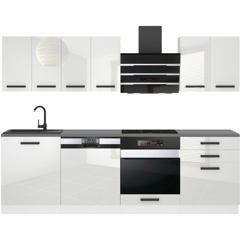 Belini Cuisine Equipee Complete Susan Muebles de Cuisine Complets - 240 cm. Cuisine Complete avec Plan de Travail, Blanc très Brillant (1/4)