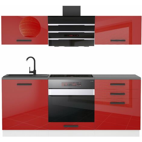 Belini Cuisine Equipee Complete Sophia Muebles de Cuisine Complets - 180 cm. Cuisine Complete sans Plan de Travail, Rouge très Brillant (1/4)