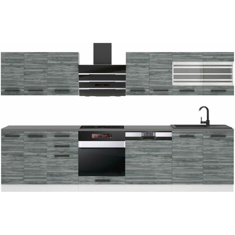 BELINI Cuisine Equipee Complete - 300 cm Lucy Muebles de Cuisine Complète Cuisine Complete sans Plan de Travail Rangement Cuisine Buffet Cuisine Chêne Glamour (1/4)