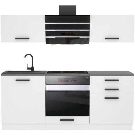 Belini Cuisine Equipee Complete Sophia Muebles de Cuisine Complets - 180 cm. Cuisine Complete avec Plan de Travail, Blanc Mat (1/3)