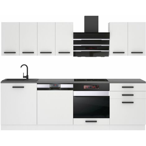 Belini Cuisine Equipee Complete Susan Muebles de Cuisine Complets - 240 cm. Cuisine Complete sans Plan de Travail, Blanc Mat (1/4)