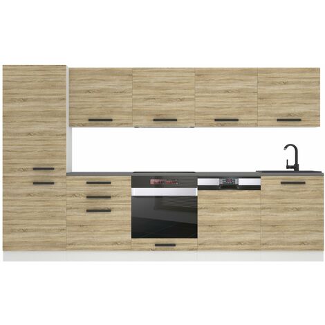 Belini Cuisine Equipee Complete Rose Muebles de Cuisine Complets - 300 cm. Cuisine Complete sans Plan de Travail, chêne Sonoma (1/4)