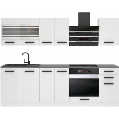 Belini Cuisine Equipee Complete Margaret Muebles de Cuisine Complets - 240 cm. Cuisine Complete sans Plan de Travail, Blanc Mat (1/4)