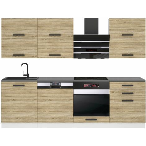 Belini Cuisine Equipee Complete Madison Muebles de Cuisine Complets - 240 cm. Cuisine Complete sans Plan de Travail, chêne Sonoma (1/4)