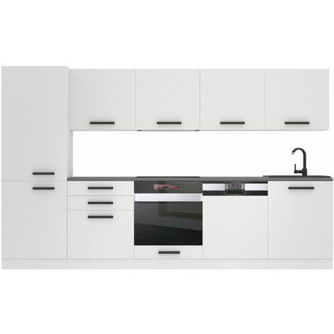 Belini Cuisine Equipee Complete Rose Muebles de Cuisine Complets - 300 cm. Cuisine Complete sans Plan de Travail, Blanc Mat (1/4)