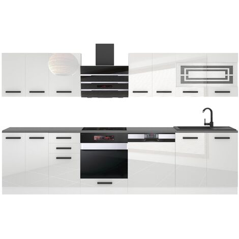 BELINI Cuisine Equipee Complete - 300 cm Lucy Muebles de Cuisine Complète Cuisine Complete sans Plan de Travail Rangement Cuisine Buffet Cuisine Blanc Très Brillant (1/3)