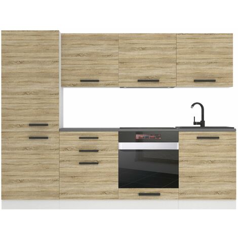 Belini Cuisine Equipee Complete Sandy Muebles de Cuisine Complets - 240 cm. Cuisine Complete sans Plan de Travail, chêne Sonoma (1/4)