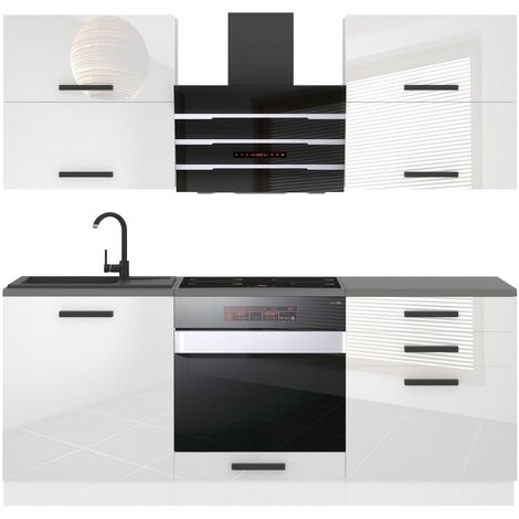 Belini Cuisine Equipee Complete Emily Muebles de Cuisine Complets - 180 cm. Cuisine Complete sans Plan de Travail, Blanc très Brillant (1/3)