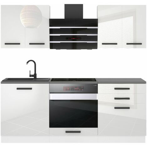 Belini Cuisine Equipee Complete Mary Muebles de Cuisine Complets - 180 cm. Cuisine Complete sans Plan de Travail, Blanc très Brillant (1/4)
