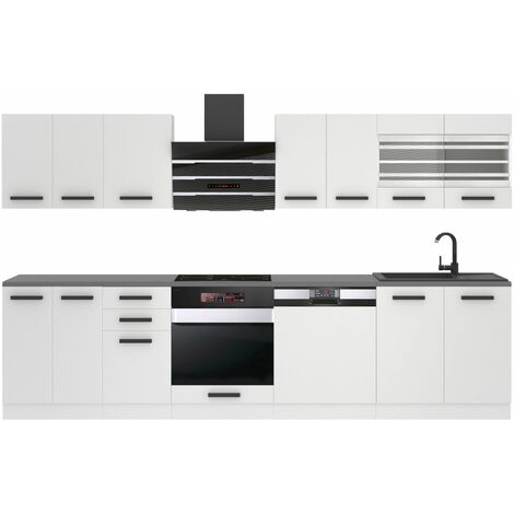 BELINI Cuisine Equipee Complete - 300 cm Lucy Muebles de Cuisine Complète Cuisine Complete sans Plan de Travail Rangement Cuisine Buffet Cuisine Blanc Mat (1/4)