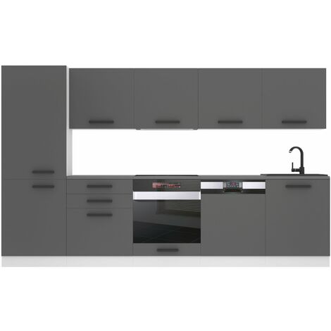 Belini Cuisine Equipee Complete Rose Muebles de Cuisine Complets - 300 cm. Cuisine Complete sans Plan de Travail, Argent Mat (1/4)