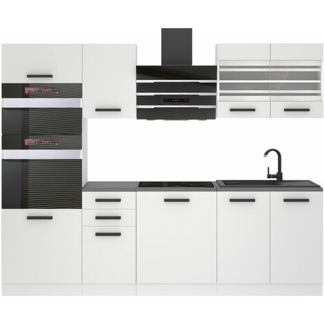 Belini Cuisine Equipee Complete Tracy Muebles de Cuisine Complets - 240 cm. Cuisine Complete avec Plan de Travail, Blanc Mat (1/4)