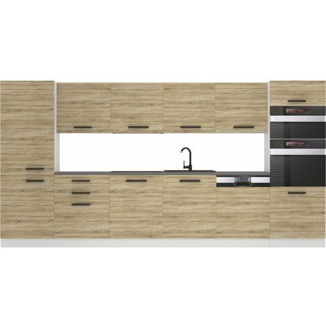 Belini Cuisine Equipee Complete Naomi Muebles de Cuisine Complets - 360 cm. Cuisine Complete sans Plan de Travail, chêne Sonoma