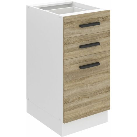 BELINI Meuble Cuisine Bas sans Plan de Travail SDSZ I Meubles de Cuisine - Taille: 51,6 x 40 x 82 cm I Petit Meuble Cuisine - 2 Tiroirs, 1 Porte I Couleur: Chêne Sonoma