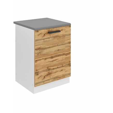 BELINI Meuble Cuisine Bas avec Plan de Travail SDZ I Meubles de Cuisine - Taille: 51,6 x 60 x 85 cm I Meuble sous Evier - 1 Porte I Couleur : chêne wotan